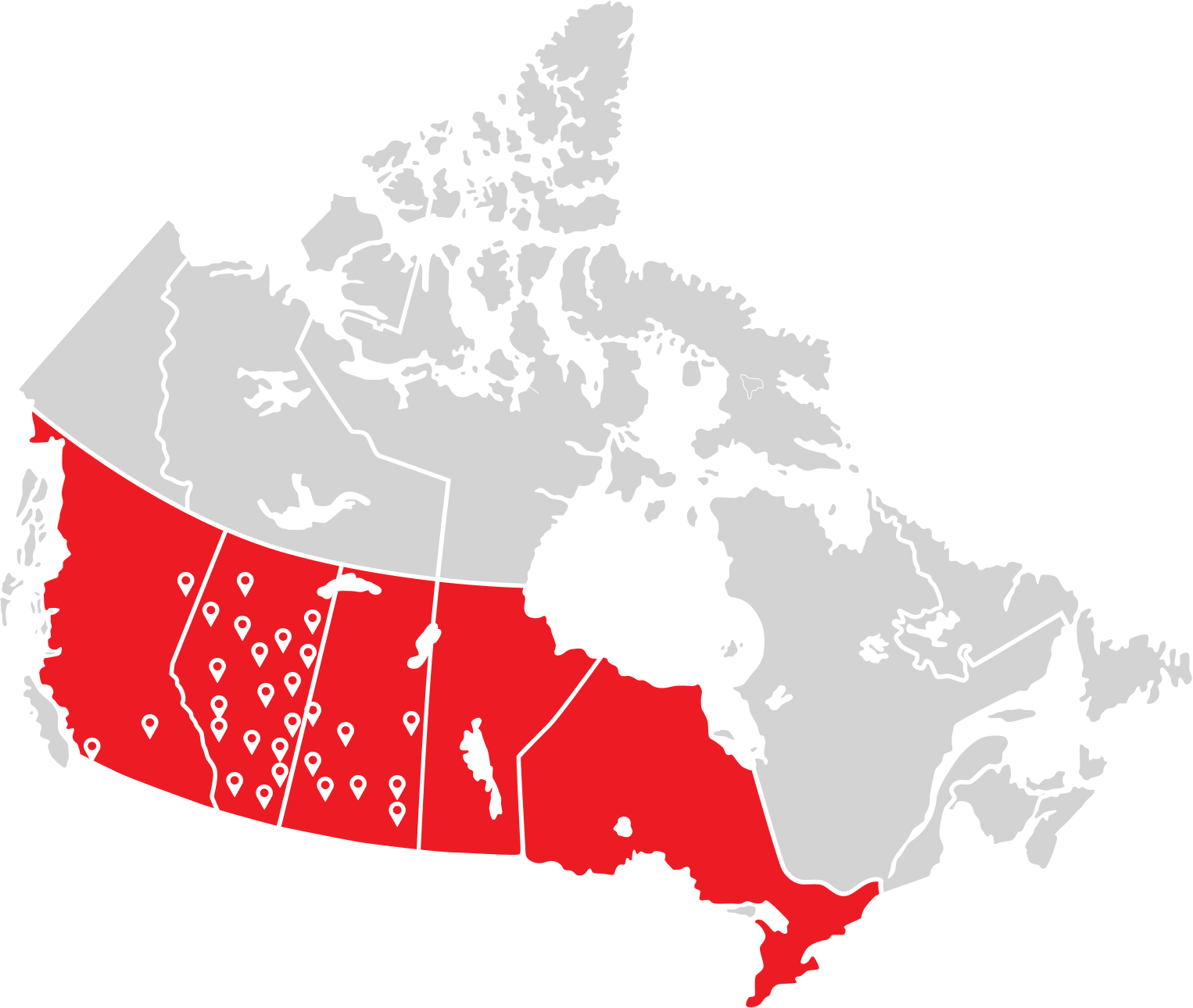 highlight of Hydrodig locations in Canada